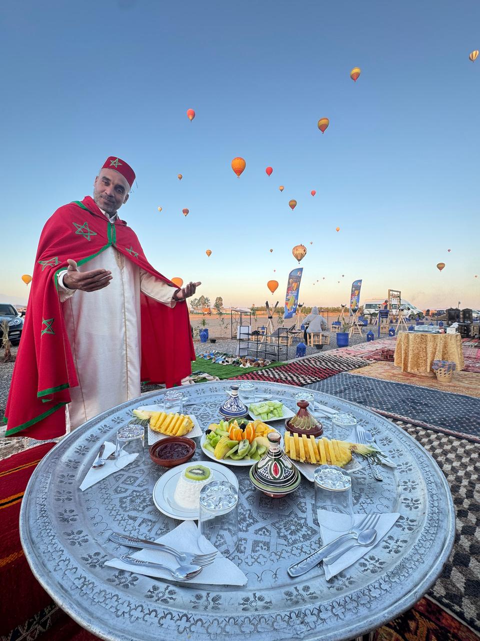 Premium traditional breakfast served during a hot air balloon experience in Marrakech